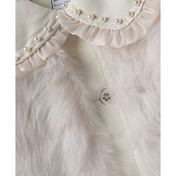 Babyhug Fur Woven Jacket with Full Sleeves and Peter Pan Collar - Offwhite
