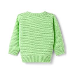 Babyhug Knit Full Sleeves  Pullover With Cable Knit Design & Floral Embroidery - Light Green