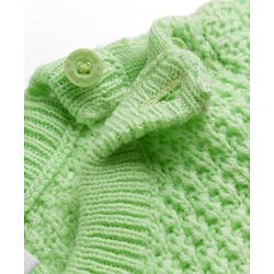 Babyhug Knit Full Sleeves  Pullover With Cable Knit Design & Floral Embroidery - Light Green