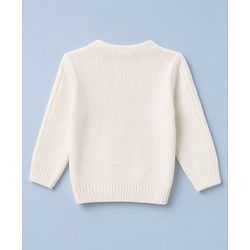 Babyhug Full Sleeves Pullovers With Cable Knit & Floral Design - White