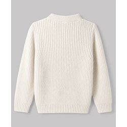 Babyhug Knit Full Sleeves Front Open Sweater with Rose Applique - White