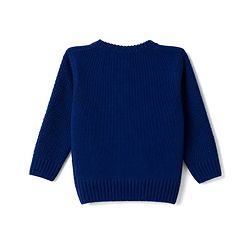 Babyhug Knit Full Sleeves Front Open Sweaters With Cable Design & Floral Embroidery  - Navy Blue