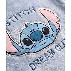 Babyhug Disney 100% Cotton Fleece Knit Full Sleeves Winter Wear Suit With Stitch Graphic - Light Blue