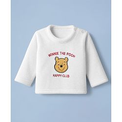 Babyhug Disney 100% Cotton Fleece Knit Full Sleeves T-Shirt and Pant Set with Winnie The Pooh Graphic in White