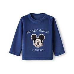 Babyhug Disney 100% Cotton Fleece Knit Full Sleeves Winter Wear Suit With Mickey Mouse Graphic - Navy Blue