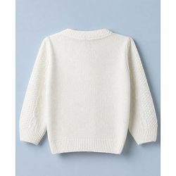 Babyhug Knit Front Open Full Sleeves Sweater and Pant Set with Cable Knit Off White