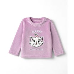Babyhug Disney Fleece Knit Full Sleeves Winter Wear Suit With Marie Graphic - Lavender