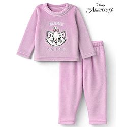 Babyhug Disney Fleece Knit Full Sleeves Winter Wear Suit With Marie Graphic - Lavender