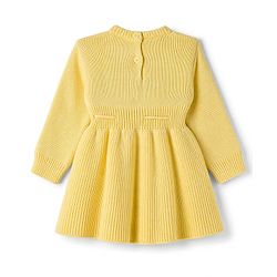 Babyhug Knit Full Sleeves Woollen Dress With Cable Knit Design - Yellow