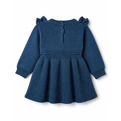 Babyhug Knit Full Sleeves Woollen Dress With Cable Knit Design - Yellow