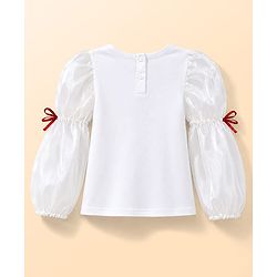 Babyhug Velvet Woven Full Sleeves Frock With Inner Tee Bow Applique - Red