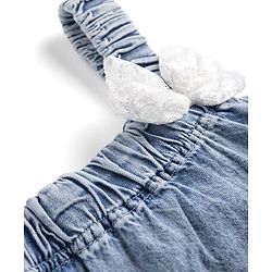 Babyhug Denim Woven Sleeveless Frock With Bow Applique - Blue