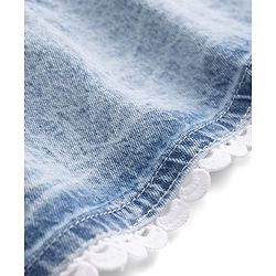 Babyhug Denim Woven Sleeveless Frock With Bow Applique - Blue