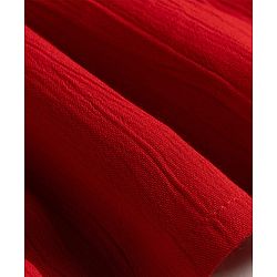 Babyhug Woven Half Sleeves Frock With Floral Lace Detailing - Red