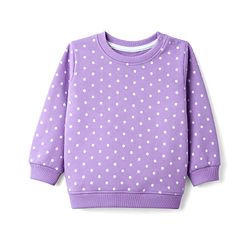 Babyhug Cotton Knit Full Sleeves Winter Wear Co-ords With Polka Dot Design - Lavender