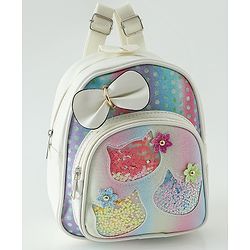 Babyhug Fashion Backpacks With Bow & Floral Applique -Blue