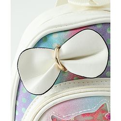 Babyhug Fashion Backpacks With Bow & Floral Applique -Blue