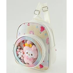 Babyhug Fashion Backpacks With Labubu Doll Applique - Beige