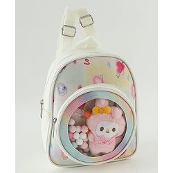 Babyhug Fashion Backpacks With Labubu Doll Applique - Beige