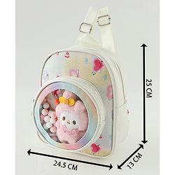 Babyhug Fashion Backpacks With Labubu Doll Applique - Beige