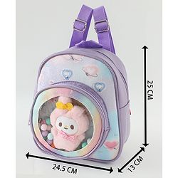 Babyhug Fashion Backpacks With Labubu Doll Applique - Beige