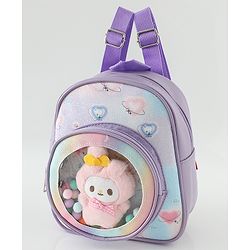 Babyhug Fashion Backpacks With Labubu Doll Applique - Beige