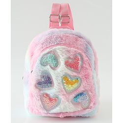 Babyhug Free Size Fashion Backpacks with Hearts - Pink