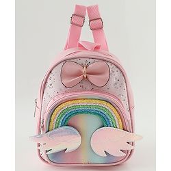 Babyhug Fashion Backpacks With Rainbow Applique - Pink