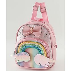 Babyhug Fashion Backpacks With Rainbow Applique - Pink
