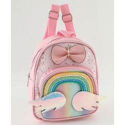 Babyhug Fashion Backpacks With Rainbow Applique - Pink