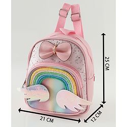 Babyhug Fashion Backpacks With Rainbow Applique - Pink