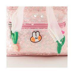 Babyhug Free Size Fashion Sequined Backpack with Bow, Carrot and Rabbit applique - Blue