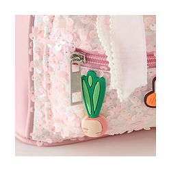 Babyhug Free Size Fashion Sequined Backpack with Bow, Carrot and Rabbit applique - Blue