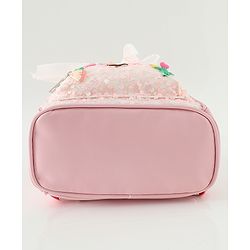 Babyhug Free Size Fashion Sequined Backpack with Bow, Carrot and Rabbit applique - Blue