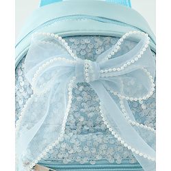 Babyhug Free Size Fashion Sequined Backpack with Bow, Carrot and Rabbit applique - Blue