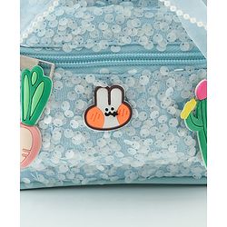 Babyhug Free Size Fashion Sequined Backpack with Bow, Carrot and Rabbit applique - Blue