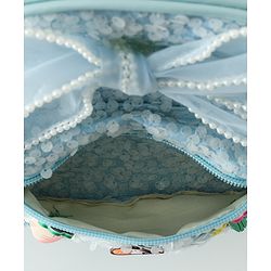 Babyhug Free Size Fashion Sequined Backpack with Bow, Carrot and Rabbit applique - Blue