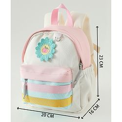 Babyhug Fashion Backpacks With Floral Applique - Pink