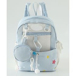 Babyhug Free Size Fashion Backpacks with small pouch - Blue