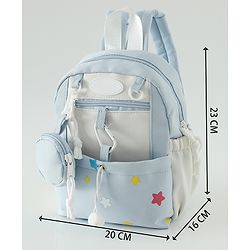Babyhug Free Size Fashion Backpacks with small pouch - Blue