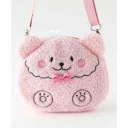 Babyhug Free Size Furry Bear Sling Bag with Bow - Pink