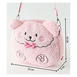 Babyhug Free Size Furry Bear Sling Bag with Bow - Pink