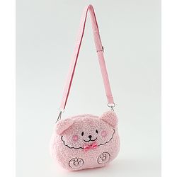 Babyhug Free Size Furry Bear Sling Bag with Bow - Pink