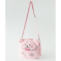 Babyhug Free Size Furry Bear Sling Bag with Bow - Pink