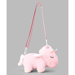 Babyhug Free Size Stylish Sling Bag for Girls with Adjustable Shoulder Strap in Unicorn Shape - Pink