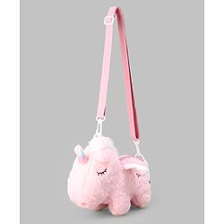 Babyhug Free Size Stylish Sling Bag for Girls with Adjustable Shoulder Strap in Unicorn Shape - Pink
