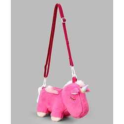 Babyhug Free Size Stylish Sling Bag for Girls with Adjustable Shoulder Strap in Unicorn Shape - Pink