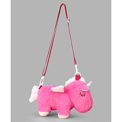Babyhug Free Size Stylish Sling Bag for Girls with Adjustable Shoulder Strap in Unicorn Shape - Pink