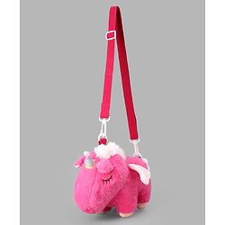 Babyhug Free Size Stylish Sling Bag for Girls with Adjustable Shoulder Strap in Unicorn Shape - Pink