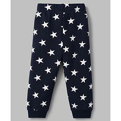 Babyhug Cotton Knit Full Sleeves Winter Wear Co-ords With Star Design - Navy Blue